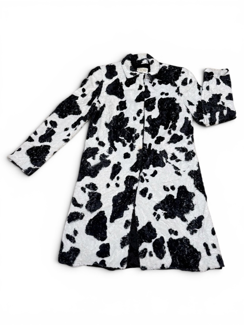 Y2K Cache Cow Faux Fur Trench Coat - Picture 2 of 9